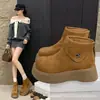 Botas de Nieve para Mujer 2026 Invierno Nuevos Zapatos de Algodón Zapatos con Felpa Popular Aumentadores de Altura Botines Gruesos Zapatos de Mujer de Suela Gruesa Estilo de Media Pantorrilla para Mujer