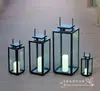 Portavelas a Prueba de Viento de Hierro y Vidrio Minimalista Estilo Europeo Accesorios de Boda Linterna Portátil Lámpara de Viento de Pie
