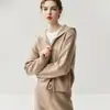 Conjunto de Cashmere Estilo Old Money Waffle Feminino Cardigã Solto com Capuz Calça Wide Leg Jaqueta Tricotada Grossa Outono e Inverno 2025