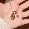 Nova Moda Nicho Xiaohongshu Colar Pingente Gatinho Doce Coração Colar Simples Oval Estrela de Tarot