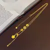 Colar Flor de Dinheiro Cristal de Gelo Cintilante Dourado Areia, Corrente para Clavícula Flor de Moeda com Borla da Fortuna com Pingente de Alto Acabamento