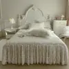 Falda de Cama Acolchada Estilo Princesa Cubre Cama Dos en Uno Borde Feo Encaje Cubre Cama Falda de Cama Estilo Cuatro Estaciones Universal Cubre Colchón