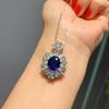 Conjunto de joyería de moda Zhuang Shengsheng, conjunto de tres piezas con colgante de cristal azul de imitación, pendientes de 10 x 12 y anillo de 6 x 8.