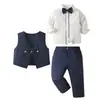 Traje Chaleco Traje para Niños 2025 Otoño Nuevo Niña de las Flores Piano Anfitrión Cumpleaños Vestido de Actuación Traje de Niño