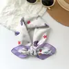 100% Algodón Diseño Coreano Cuadros Azules Cuadrado Pequeño Bufanda para Mujer Primavera Verano Versátil Combinación Camisa Decoración Bufanda Pequeña para Cuello Bufanda de Seda