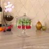 Plato de Cristal Transparente Europeo para Pastel Plato de Frutas Bandeja Alta Cubierta Antipolvo Adornos para Mesa de Postres de Boda Hogar
