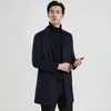Abrigo de lana de longitud media para hombre con cuello de solapa, de un solo botón, estilo business casual, prenda de abrigo para otoño e invierno, directamente de fábrica