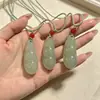 Collar de paz de jade aventurina en color aqua claro con diseño de nube auspiciosa, Buda Guanyin, flor de peonía, mariposa, cadena para clavícula, adorno de jade