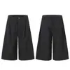 Y6086 Estilo Callejero Americano Unisex Retro Rayas Decoración Metálica Diseño Pantalones Cortos Holgados de Siete Cuartos para Hombre