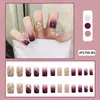 Variedad de Manicuras Impresas Portátiles, Parches Reutilizables de Uñas Postizas en Caja, Patrón de Cuadros Terminado