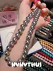 Colar de Pérolas Brancas Australianas Aurora da Marca S, Colar de Pérolas de Concha Rosa Azul Estilo Old Money, Gargantilha de Pérolas de Arroz de Várias Fios Genuína
