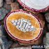 Anillo de diamantes artificiales de corte rectangular de venta caliente de comercio exterior transfronterizo de Cao Shi con adorno de estrella, anillo versátil y sencillo para novias femeninas