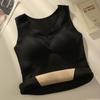 Colete Quente de Cashmere e Seda com Decote V e Renda para Outono e Inverno para Mulheres com Bojo, Peça Única de Veludo Acolchoado Camada Interna Top