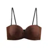 Sutiã Feminino com Fecho Frontal de Strass Brilhante para Seios Pequenos Push-up Sem Alças Invisível Antiderrapante Sem Costura Bandeau Costas Bonitas Sutiã Sem Fio