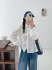 Moda Otoño 2026: Camisa Blanca de Encaje Floral Bordado de Manga Larga Artística para Mujer, Top Casual Dulce