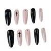 Manicure Mais Vendida Nacional Doce Fresca Escura Moda Estilo Garota Popular Cruz Preta Pontos Unhas Longas Usáveis Atacado