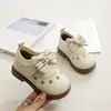 Zapatos Pequeños de Cuero para Niñas, Nuevo Estilo Otoño, Zapatos Retro de Suela Suave para Niños Pequeños, Zapatos de Princesa con Moño para Bebés Niñas, Zapatos de Una Sola Pieza para Niñas Pequeñas