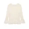 Primavera 2026 Nueva Ropa para Mujer Estilo Europeo y Americano Moda Ruffle Capas Decorativas Manga Larga Chaqueta de Punto Color Sólido