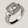 Anillo de lujo Huajie moda plata de ley 925 incrustado con circón blanco exquisito anillo femenino para festival anillo de boda