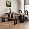 Mesa de Comedor tipo Isla Estilo Francés Mediados de Siglo con Sillas para Uso Doméstico, Mesa de Comedor Semicircular Montada en la Pared para Apartamentos Pequeños, Mesa Larga para Negociación y Recepción