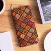Billetera Étnica de Estilo Bohemio Transfronterizo Grano de Madera Ranuras para Múltiples Tarjetas Bolso para Mujer Bolsa Étnica de PU para Tarjetas con Grano de Madera Personalizado
