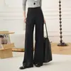 Pantalones de Traje para Mujer 2026 Otoño Nuevo Estilo Gris de Cintura Alta Adelgazantes Elegantes Rectos Holgados de Pierna Ancha