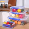 Compartimento Refrigerado Retangular Transparente de Plástico para Gaveta de Geladeira com Tampa, Caixa de Embalagem Refrigerada Selada, Caixa de Armazenamento