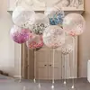Globo de lentejuelas de 18 pulgadas con red de confeti rojo, rosa y dorado, globo de látex transparente.