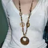 Collar de cuentas con estampado de leopardo para chica atractiva, cadena para clavícula ovalada retro de subcultura para mujer, cadena para suéter de estilo étnico, versátil, de alta gama