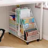 Estante de armazenamento para livros sob a mesa, caixa de armazenamento de livros de chão, carrinho móvel com rodas, estante simples para livros ilustrados infantis