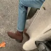 Botas Martin Estilo Ma de Uva Retro Coreano Punta Cuadrada Gamuza Versátiles Tacón Grueso Alargadoras Delgadas Mujer Otoño Invierno Botines