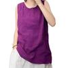 Imagem Oficial Verão Literário Simples Regata Feminina Solta Casual Versátil Gola Redonda Camiseta Sem Mangas Blusa Básica