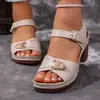 Comercio Electrónico Transfronterizo Tallas Grandes Verano 2026 Nuevo Casual Cómodo para Mujer Tacón Grueso Cómodo Ropa Exterior Tacones Altos Mujer