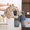 Conjunto de Moda Otoño para Niños 2025 Nuevo Elegante Sudadera con Mangas Largas y Estampado Completo de Cara Sonriente Coreana Conjunto de Dos Piezas Tendencia