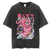 Camiseta vintage lavada de estilo hip hop callejero, anime Dragon Ball, estampado gráfico de dibujos animados, informal, de algodón, de verano, de manga corta