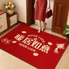Tapetes de Entrada Domésticos Estilo Chinês, Antiderrapantes, Tapetes de Piso de Lama de Diatomáceas Absorventes de Água, Tapetes de Piso Resistentes ao Desgaste para Porta de Entrada, Tapetes Festivos Vermelhos