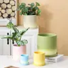 Maceta de Cerámica Artesanal Creativa Verde Degradado Lisa Quemada Transpirable Absorbente de Agua Arcilla Gruesa con Plato para Plantar Flores en Maceta
