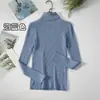 Suéter simple y elegante de cuello alto para mujer, suéter corto ajustado de otoño e invierno, capa interior ajustada, base de lana, top de punto de manga larga