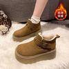 Botas de neve fofas feias cabeça grande forradas com fleece sapatos pão muffin sola grossa plataforma Bucken sapatos de algodão femininos novo inverno 2024