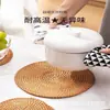 Porta-copos de Rattan Tecido Vietnamita de Outono, Tapetes de Chá, Suportes para Bule, Almofadas Térmicas para Bandejas de Chá, Acessórios para Conjunto de Chá, Tapetes de Rattan, Porta-copos Estilo Chinês