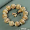 Pulsera de Material Antiguo de Ciprés de Acantilado Taihang Estilo Étnico Pulsera de Madera Juguete Escultura en Madera Cuentas Budistas Pulsera de Cuentas de Oración Wenwan Mayoreo