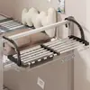 Perchero de Ropa para Mesita de Noche de Dormitorio, Cabecera de Recámara, Estante de Almacenamiento Retráctil Multifuncional, Perchero de Ropa para Colgar en Balcón del Hogar sin Taladro