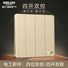 Delixi Socket de Interruptor Ultradelgado Panel de Enchufe Grande Plano Enchufe Dorado Marco de Acero Dorado Shisha Panel Simple 86