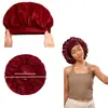 Touca de Dormir de Cetim com Aba Larga Europeia e Americana para Mulheres, Touca para Cuidados com o Cabelo, Venda Quente Transfronteiriça, Touca de Dormir que Não Danifica o Cabelo, Touca de Banho Adulto com Topo Arredondado