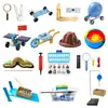 Kit de Experimentos Científicos de Quinto Grado Unidad 2 Herramientas y Tecnología Monociclo Polea Plano Inclinado Carrito Paquete de Materiales