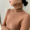 Nuevo Suéter de Cachemir para Mujer Otoño e Invierno, Cuello Holgado, Jersey de Punto Ajustado Acanalado Camiseta Base
