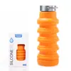 Botella de agua deportiva de silicona retráctil para fitness, taza de agua plegable de silicona para exteriores, botella deportiva de silicona de gran capacidad de 550 ml