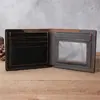 NT008 Botão Masculino Couro Genuíno Pequena Bolsa para Dinheiro e Cartões Nova Carteira Simples Fina Couro Bovino Camada Superior Carteira para Jovens