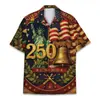 Camisa Havaiana 250 Anos de Liberdade 1776-2026 Águia Patriótica Sino da Liberdade 4 de Julho Camisa Unissex