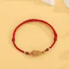 Novo Estilo Chinês Madeira de Pessegueiro Antiga Cabaça Pulseira de Corda Vermelha para Mulheres Ano Zodiacal 2025 do Ano Bom da Sorte e da Paz Pulseira de Cinábrio Presente para Estudantes